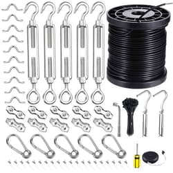 BLIKA Globe String Light Suspension Kit, Outdoor Light Guide Wire, 170FT Coated Stainless Steel 304 Rope, String Light Hanging Kits