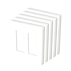 BESTTEN (5 Pack) BESTTEN 2-Gang Screwless Wall Plate, USWP4 Glossy Off White, Decorator Outlet Cover, Decor Switch Plate, H4.69” x W4.73”, Wallplate for Light Switch, Dimmer, USB, GFCI, Receptacle