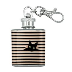 GRAPHICS & MORE Black Cat In Window Stainless Steel 1oz Mini Flask Key Chain