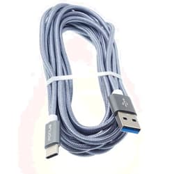 Xenda 10ft USB Cable Type-C Charger Cord Power Wire USB-C Long Braided Fast Compatible with TCL 20 XE - 20S - 30 V 5G - 30 XE 5G - 4X 5G, Gray, (NE-XE38486B8O-192)