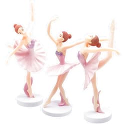 JJYHEHOT 3 PCS Dancing Ballerina Girl Figurine, Ballerina Figurine Cake Topper, Pink Ballet Girl Figure Cake Decoration