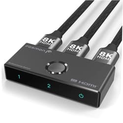 Fosmon HDMI 8K Bi-Directional Switch, Support 8K@60Hz 4K@120Hz HDR10+ HDCP 2.3 1 in 2 Out / 2 in 1 Out HDMI 2.1 Switcher, High Speed 48Gbps HDMI Splitter Compatible with PS4 PS5, Xbox, Roku, Apple TV