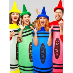 Xtinmee 4 Set Crayon Costume for Adults, Halloween Crayon Fancy Dress Funny Outfit for Halloween Cosplay Dress up, One Size