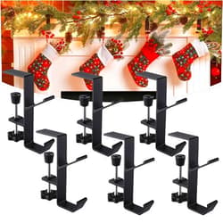 DLTFRSED Adjustable Garland Hangers for Mantle,Mantel Hangers for Garland,Heavy Duty No Hardware No Damage 2 in 1 Garland and Stocking Hangers for Mantle, for Home Christmas Decoration (6pcs/Black)