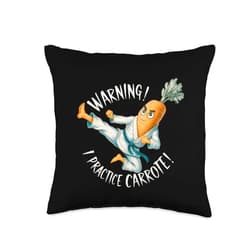 Martial Arts Birthday Holiday Gift Men Women Kids Funny Karate Taekwondo Kung fu Martial Art Carrot Foodie Throw Pillow