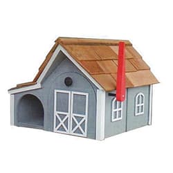 AmishShop.com Dutch Barn Style Wooden News Mailbox Light Gray w/White Trim Amish Made in USA