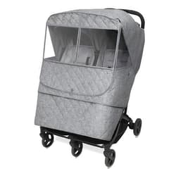 Manito Melange Padded Weather Shield for Twin/Double Strollers, Insulated, Water-Repellent, Thermal Protection for Rain, Snow, Wind & Cold, Fall & Winter (Black Grey)
