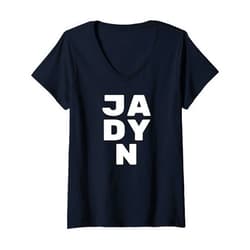 Personal Gift For Women Gift For ABIGAIL Womens JADYN Personalized Retro Girls Custom JADYN Name V-Neck T-Shirt