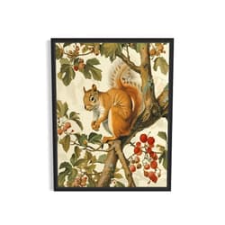 HomeArtPrint Squirrel Vintage Poster Art Print, Retro Poster Decor Nature, Wildlife Wall Decor Artwork Decoration (Squirrel, 18x24 inches (Unframed))