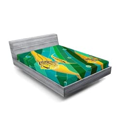 Lunarable Mosaic Fitted Sheet, Fish with Long Fins Fractal Underwater Marine Art Display, Bed Cover with All-Round Elastic Deep Pocket for Comfort, Queen Size, Forest Green Turquoise