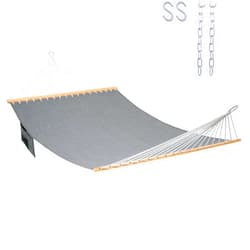 Lazy Daze Hammocks 11 FT Double Outside Hammock Quick Dry Olefin Fabric Hammock with Spreader Bar & Side Pocket for Outdoor Poolside Backyard 450 lbs Capacity, Grey
