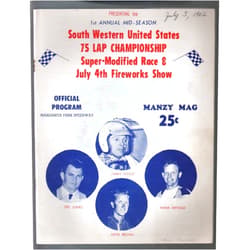 Manzanita Park Speedway Super-Modified Autto Race Program 7/3/1962-FN