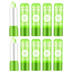 Ownest 10 Packs Aloe Vera Lipstick, Long Lasting Nutritious Soothing Lip Balm, Lips Moisturizing Magic Temperature Color Change Lipstick, Lip Care, Update Packaging