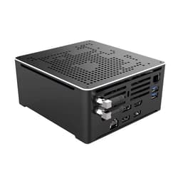 HUNSN 4K Mini PC, HTPC, NUC, Small Server, Windows 11 or Linux Ubuntu, Support Proxmox, Vmware, ESXI, KODI, Intel XEON E-2186M, BY02, DP, HDMI, Type-C, 2 x LAN, 32G RAM, 512G SSD