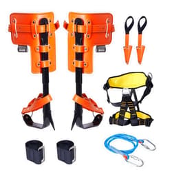 VEVOR Tree Climbing Spikes Set, 1 Pair Alloy Steel Climbing Spurs with Safety Rope and Safety Harness, 350lbs Load Capacity Tree Climbing Gear, Arborist Equipment for Climbers, Fruit Picking, Orange