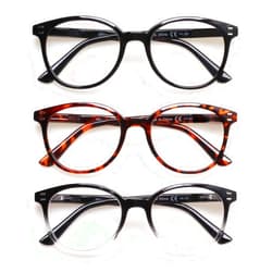 SIGVAN 3 Pack Reading Glasses Spring Hinge Stylish Readers Black/Tortoise for Men and Women (3 Mix, 0.75)Medium