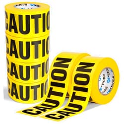 Oleitodh Yellow Caution Tape Bulk 6 Pack, 3inch x 6000 ft, Construction Tape Waterproof Safety Tape Warning Tape Roll, Barricade Harzard Tape for Danger Hazardous Area Halloween Party Decor