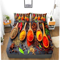 Generic Sheet Set California King Wooden Spoon Seasoning Microfiber Deep Pocket Fitted Bottom Sheet, Wrinkle Free, Fade Resistant Stain Resistant, Hotel Quality Fitted Bed Sheet 4 Piece