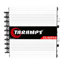 Taramp's Taramps TS 400x4 2 Ohms White Multichannel Stereo Amplifier 400 Watts Rms, 4 Channels, Full Range, Car Audio Digital 2 Bridged Channel, Crossover High/Low Pass, with RCA and Automatic High Level Input