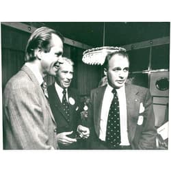 Vintage photo of Eric Kr246;nmark with Gosta Bohman and Staffan Burenstam Linder