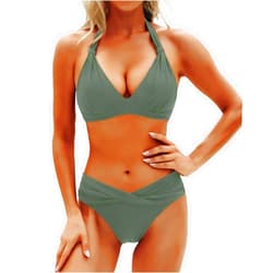 Yonique Women Two Piece Bathing Suits Push Up Bikini Set Halter Swimsuit Vintage Swimwear