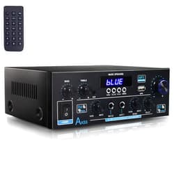 WOOPKER AK55 Stereo Audio Amplifier with Bluetooth 5.0,450W Max Home 2.0 Channel Power Stereo Amplifier Receiver System for Karaoke,Home Theater Speakers,Home Amplifier W/USB,RCA,AUX,Echo,2MIC in