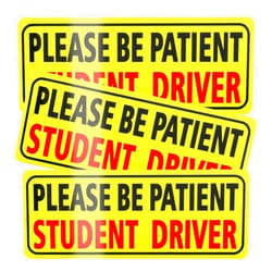 JUSTTOP 3pcs Magnet for Car, Please Be Patient Student Driver, New Drivers Sticker Safety Warning, Magnetic Reflective Rookie Driver Bumper Sticker (Black&Red)