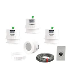 Pure Resonance Audio 3 Inch 70 Volt Ceiling Speaker Bundle with 100W Stainless Steel Volume Control and Installation Wire - Contractor Pack (4 Speakers)