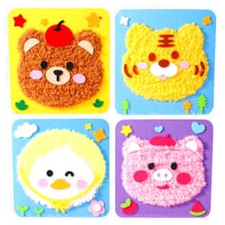 Generic DIY Embroidery Doll Set, DIY Embroidery Doll Set for Kids, Cartoon Animal Felt Embroidery, Fun DIY Educational Gift for Boys and Girls (4PCS-A)