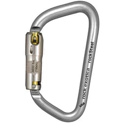 Rock Exotica rockSteel Auto-Lock Carabiner – Heavy Duty 50kN Steel Locking Carabiner – NFPA G, ANSI, and CE Certified.