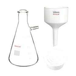stonylab Porcelain Buchner Funnel and Filter Flask Set, 100 mm Porcelain Funnel, 1L Heavy Duty Glass Filter Flask, and Filter Adapter Cones for Laboratory Filtration and Separation