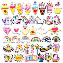 Pocpockets 25 40PCS Rainbow Charms Fits for Shoes Bracelets Wristbands, PVC Charms Decoration for Women Adults (25PCS)