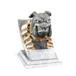 Decade Awards Bulldog Mascot Trophy - 4 Inch Tall | Engraved Bulldog Award, Silver and Gold - Customize Now