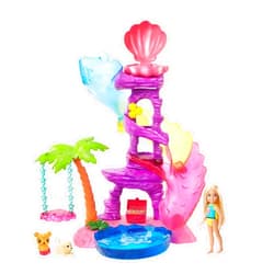 Barbie Dreamtopia Chelsea Water Lagoon Playset with Chelsea Doll (6 in Blonde), 2 Pets, Slide, Pool & Swing, Gift for 3 to 7 Year Olds