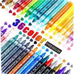 FUMILE Acrylic Paint Pens,36 Colors Paint Marker Pen Set Ideal for Rock Wood, Metal, Plastic, Glass, Canvas, Ceramic，Easter Egg and more Painting, Bright Color, Low Odor, Easy to Ink, Convenient DIY. 36 Colors Acrylic Paint Pens
