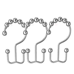 Wadoaf Shower Curtain Hooks Rings, Rust Resistant Metal Double Glide Shower Hooks Rings for Bathroom Shower Rods Curtains, Set of 12 Hooks