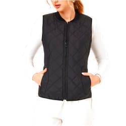 Fuinloth Women's Quilted Vest, Rib Collar Lightweight Zip Padded Gilet