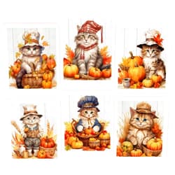 Morigins Swedish Dishcloths for Kitchen,6 Pack Fall Pumpkin Cat Swedish Dish Towels,Cellulose Sponge Cloths,Non Scratch Reusable Paper Towels, Biodegradable and Reusable Kitchen Dish Rags