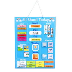 Navaris Kids Magnetic Calendar - Early Years Learning - Weather, Date, Month, Day, Season Educational Chart for Children - Kids Wall Board - Blue