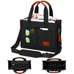 KKXIU Large Canvas Tote Bag for Women with Zipper and Compartments Crossbody Work Bible Messenger Purse Bag With Pockets