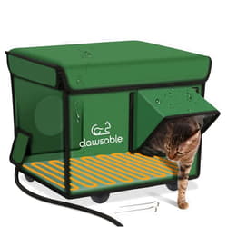 JLSAME Heated Cat House for Outdoor Cat in Winter, Weatherproof Heated Cat Bed Kitty Shelter with Cat Heating Pad, Waterproof & Insulated & Safe Escape Door, Warm Home for Outside Barn Feral Stray Cat