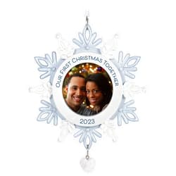 Hallmark Keepsake Christmas Ornament 2023, Our First Christmas Together Snowflake Photo Frame, Picture Gift