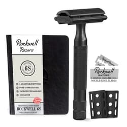 Rockwell Razors 6S Black Stainless Steel Safety Razor. Adjustable Single Blade Razor With 6 Shave Settings and 5 Recyclable Blades. Custom Shaves For Men and Women. Reduces Razor Burn and Irritation.