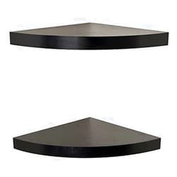 Danya B. Small Floating Wall Mount Laminate Wood Corner Wall Radial Shelves (Set of 2) (Black)