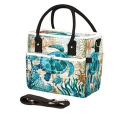 Bardic Ocean Sea Turtles Lunch Bag Large Lunch Tote Bag, Leakproof Reusable Insulated Lunch Box Organizer for Work School Picnic Beach Hiking, Cooler Bag with Adjustable Shoulder Strap for Women Men…