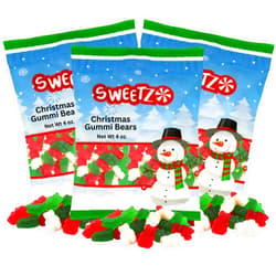 Needzo Limited Edition Christmas Gummies, Assorted Fruit Flavored Gummy Bears, Holiday Themed Chewy Candies for Stocking Stuffers or Gifts, 3 Pack (WIld Cherry, Green Apple, and Strawberry Banana)