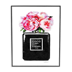 Stupell Industries agp-106 Glam Perfume Bottle Flower Black Peony Pink Wall Art, 16 x 20