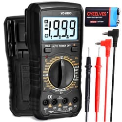 Cyeelves Digital Multimeter, Multifunction Battery Tester, Multi Tester with Contactless Voltage Detection, Backlit LCD Display, Auto-Ranging Tests for Voltage, Current, Resistance, Continuity Frequency, Diode
