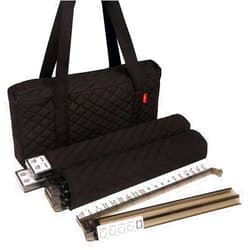 Linda Li American Mah Jongg Set Black Quilted Soft Bag - 166 White Engraved Tiles, 4 All-in-One Rack/Pushers