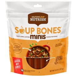 Nutrish Rachael Ray Soup Bones Minis Dog Chews with Real Beef & Barley, 16 Chews, 12.6 oz Pouch (Pack of 6)